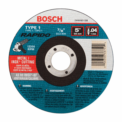 Bosch 2685121 5 in. Aluminum Oxide Abrasive Cut-Off Wheel, 0.040 x