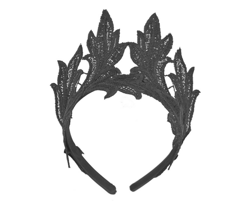 Black lace crown fascinator headband