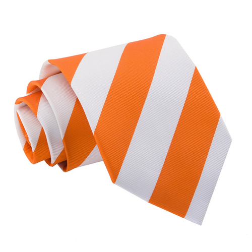 Striped Classic Tie - Orange & White