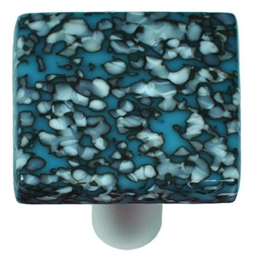 Hot Knobs HK8055-KA Granite Turquoise Blue & French Vanilla Square Gla
