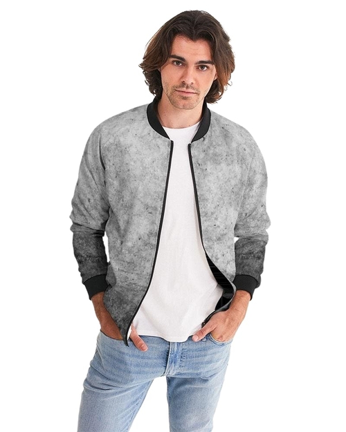 Mens Bomber Jacket - Grey and Black Tie Dye Pattern