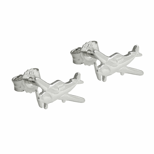 stud earrings little plane silver 925