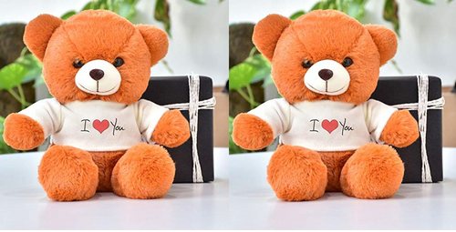 Soft Teddy Bear Toy Orange Pack of 2