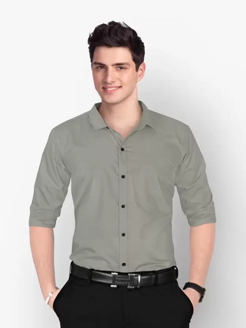 Men Regular Fit Washed Casual Shirt Grey