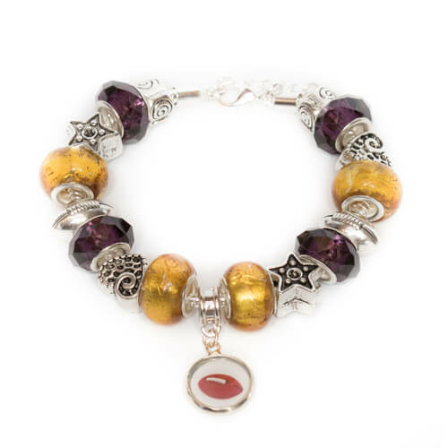 LSU Tigers Bracelet with Handmade Dangling Football Pendant