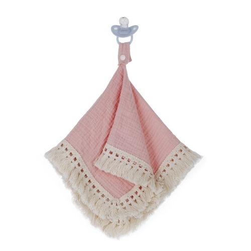 Doodalou Muslin Boho Pacifier Blanket - Pink