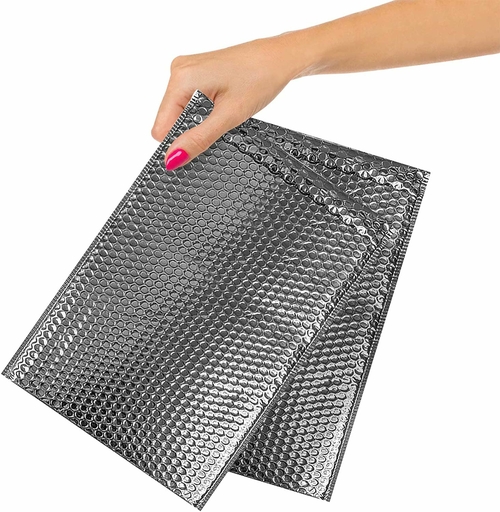 Metallic Silver Bubble Mailers 6.5 x 10.5, Poly Padded Envelopes Pack