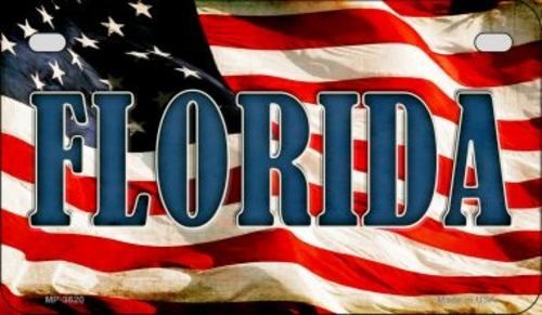 Smart Blonde MP-3620 7 x 4 in. Florida US Flag Novelty Metal Motorcycl