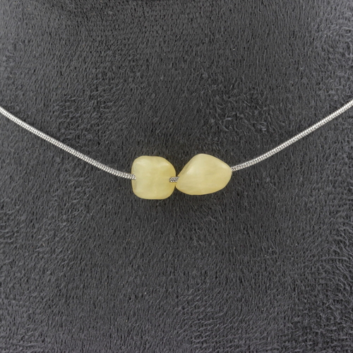 Yellow Calcite from the UK 2 beads necklace