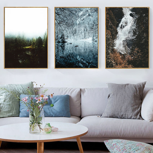 Scandinavian Poster Waterfall Forest