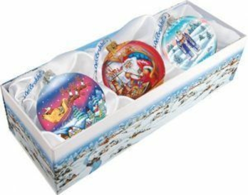 G.DeBrekht 75011-B3 3 Piece Christmas Balls Glass Ornament