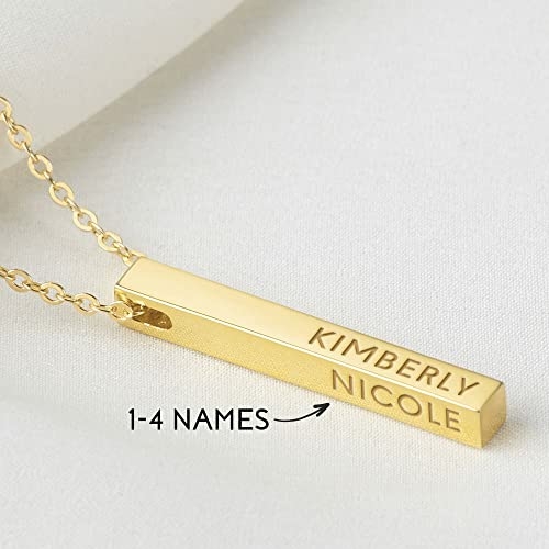 Personalized Mother Necklace, 4 Side Bar Necklace, Kids Names Necklace