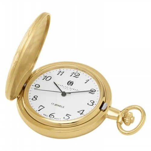 Charles-Hubert- Paris 3841-G Gold-Plated Mechanical Pocket Watch with 