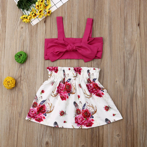 2Pcs Toddler Kids Baby Girls Summer Clothes Sets