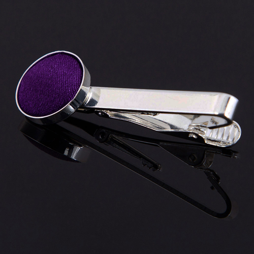 Plain Satin Tie Clip - Purple