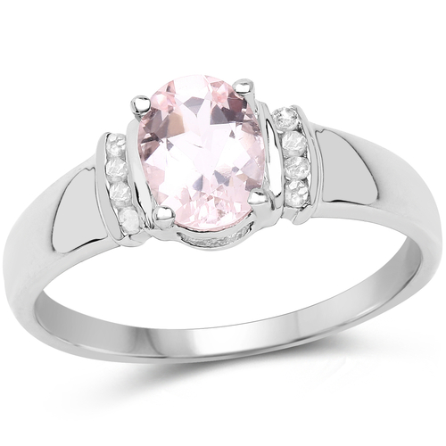 14K Rose Gold Plated 1.20 Carat Genuine Morganite & White Diamond .925