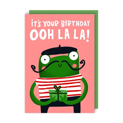 French Frog Birthday Card (Pack of 6)