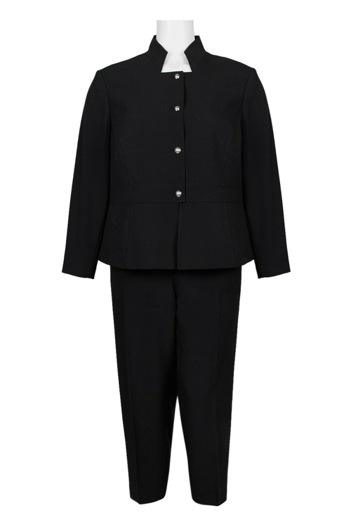 Tahari ASL High Neck Long Sleve Pockets Button Down Crepe Pants Sets