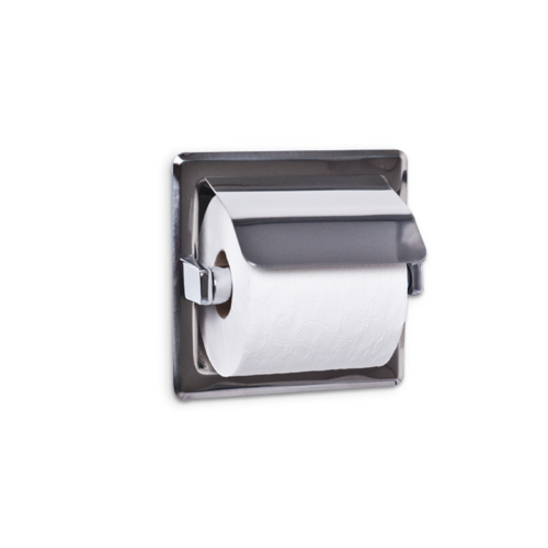 AJW UX71-BF Single Bright Hooded Toilet Tissue Dispenser - Recessed