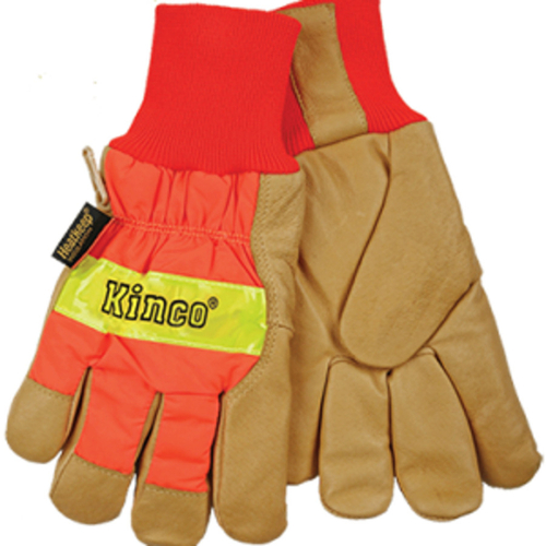 Kinco 7592439 Mens Outdoor Pigskin Leather Hi-Viz Work Gloves, Ora