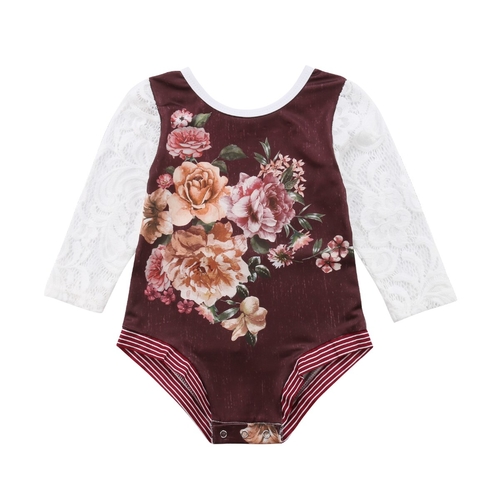 Newborn Baby Girl Flower Lace Romper 