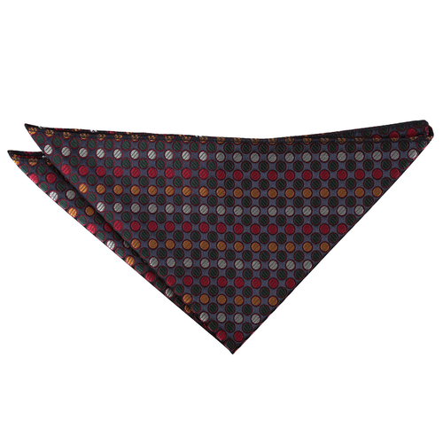 Chequered Polka Dot Handkerchief - Silver, Red & Gold