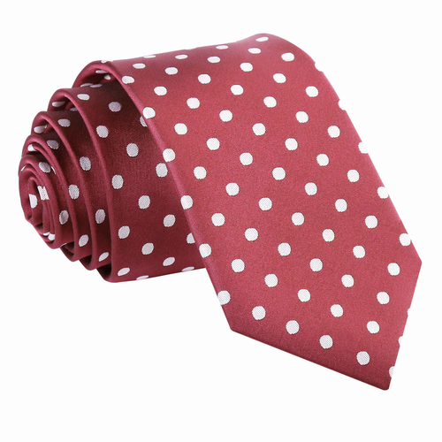 Polka Dot Slim Tie - Burgundy
