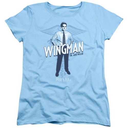 Trevco House-Wingman Short Sleeve Womens Tee, Light Blue - 2X