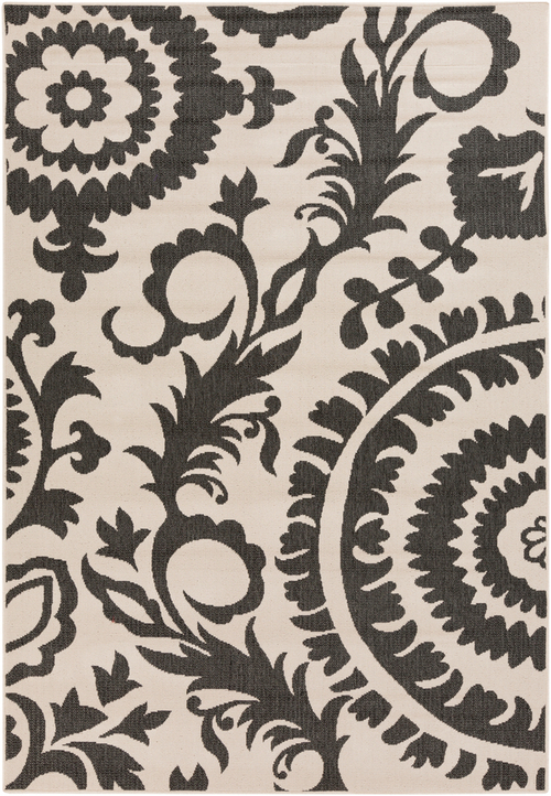 Surya ALF9612-5376 Alfresco Area Rug - Black, Cream - 5 ft. 3 in. 