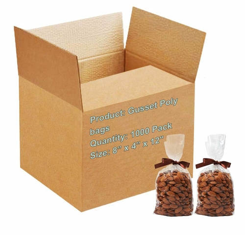 Pack of 500 Gusset Bags, Clear 12 x 6 x 29. Plastic Expandable Bags