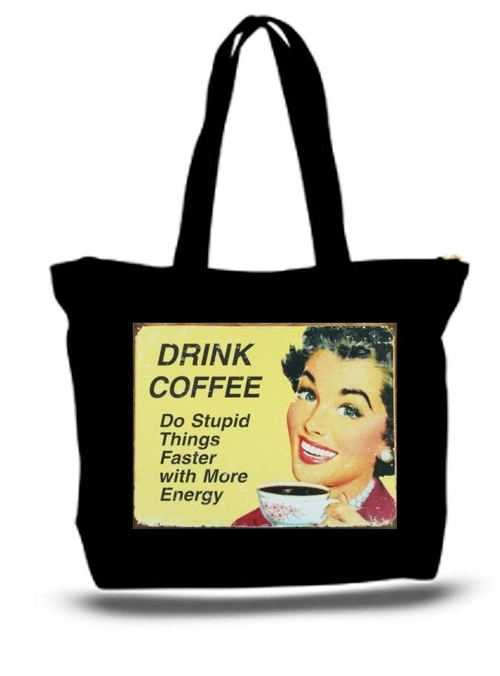 Drink Coffee and Do Stupid Things Faster Large Tote Grocery