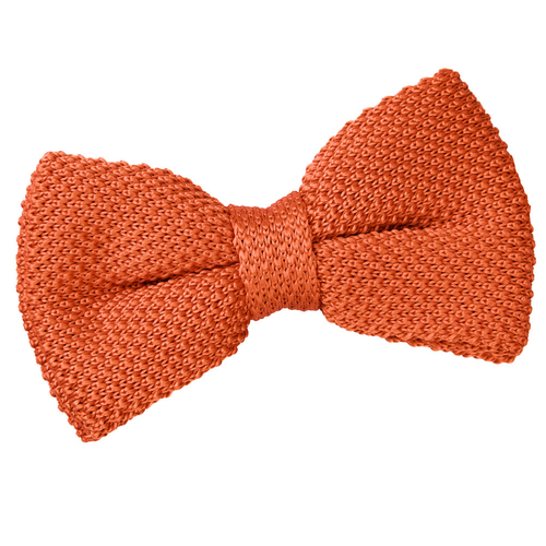 Plain Knitted Pre-Tied Bow Tie - Burnt Orange