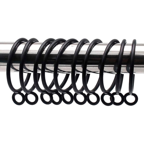 30 Pcs Matte Black Curtain Rings with Clips for Curtains of Windows |