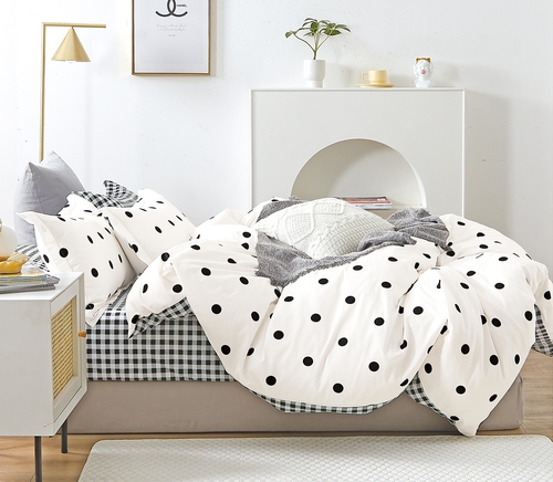 Clark Black and White Polka Dots 100% Cotton Comforter Set