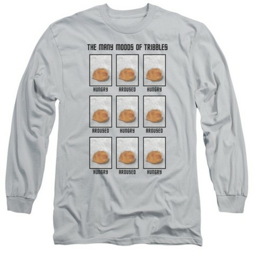 Trevco Star Trek-Moody Tribbles - Long Sleeve Adult 18-1 Tee - Silver-