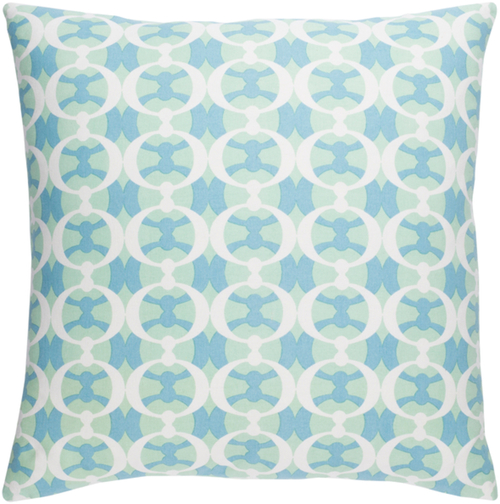 Surya INA016-2020D Lina Throw Pillow - Mint, Sky Blue & White - 20