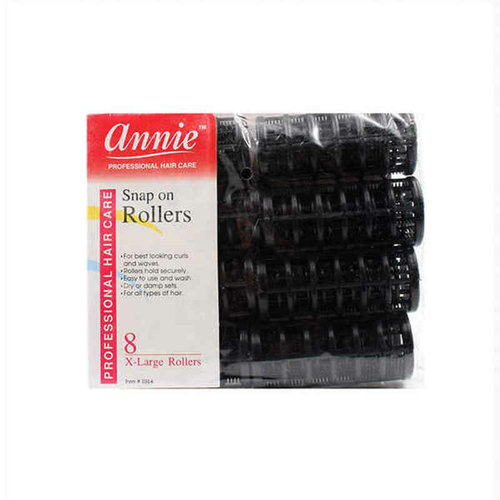 Hair rollers Annie Large Black (8 uds)