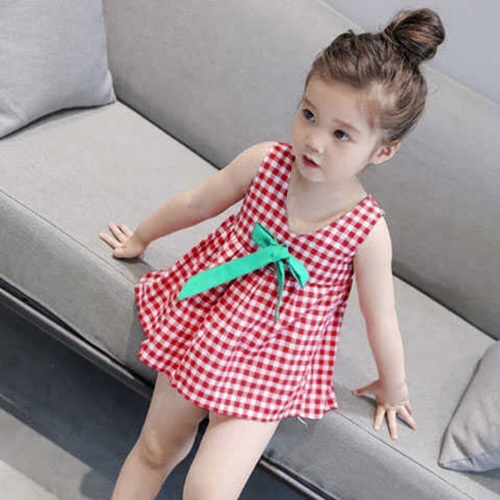 New Toddler Girls Princess Plaid Dress Kids