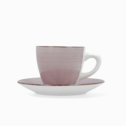 Set of Mugs with Saucers Quid Vita Morning Ceramic Pink (22 cl) (4
