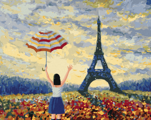 Paint by Numbers - EIFFEL TOWER AND THE WOMAN WITH THE UMBRELLA
