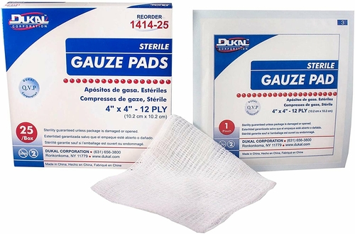 Woven Gauze Pads 4" x 4". Case of 600 12-ply Disposable Cotton sponges