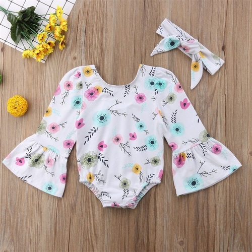 Summer Fashion Newborn Baby Girls Floral Long