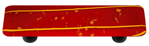 Hot Knobs HK3101-PB Mardi Gras Yellow with Red Rectangle Glass Cabinet