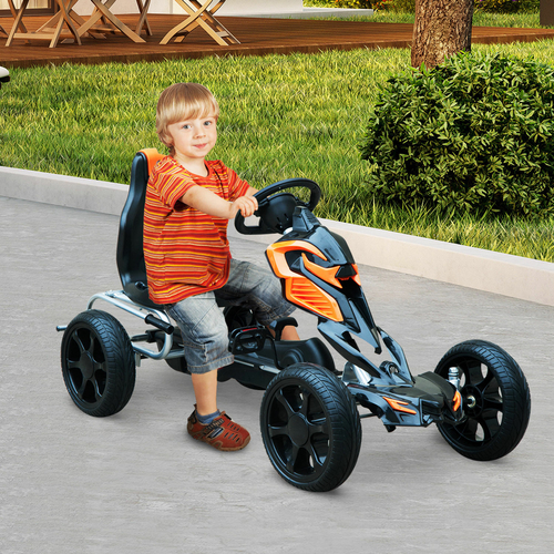 Aosom Kids Pedal Go Cart Children Ride On Car Go Kart Racer With Hand