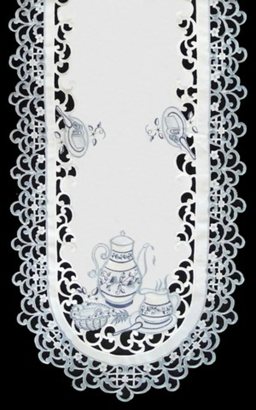 Sinobrite H8513 Delft Blue Tea Oval Placemat- 12 x 18 in.