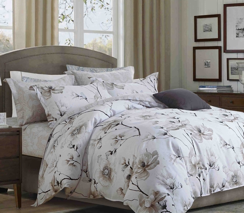 Juan Brown and White Floral 100% Cotton Comforter Set 