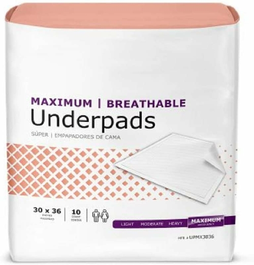 70 Pack Disposable Underpads 30" x 36" Incontinence Care. White