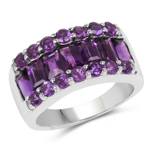 3.08 Carat Genuine Amethyst .925 Sterling Silver Ring