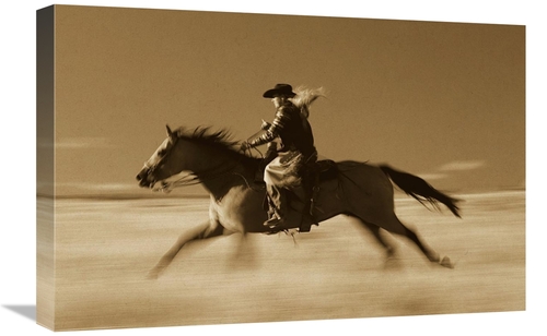 Global Gallery GCS-453699-1624-142 16 x 24 in. Cowgirl on Horse Runnin