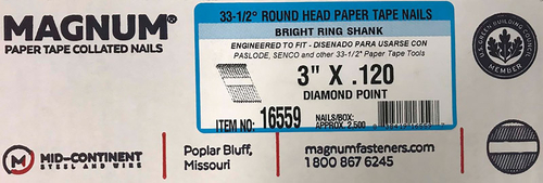 Magnum Fasteners 2849446 33-0.5 deg Ring Shank Angled Strip Nails,